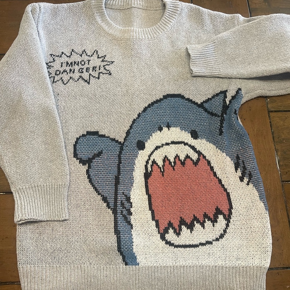 Shark Graphic Gray Sweater